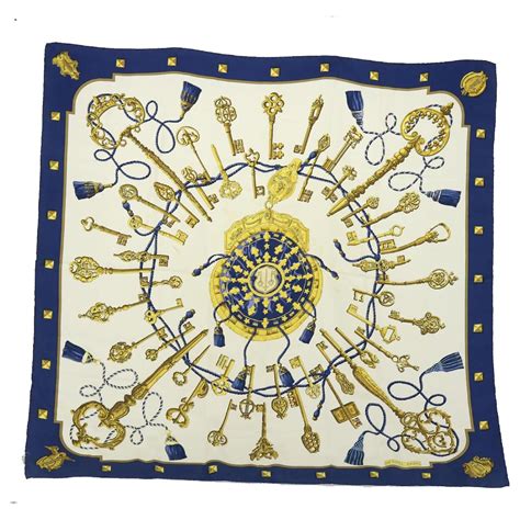 hermes les cles white|Women Silk scarves and accessories .